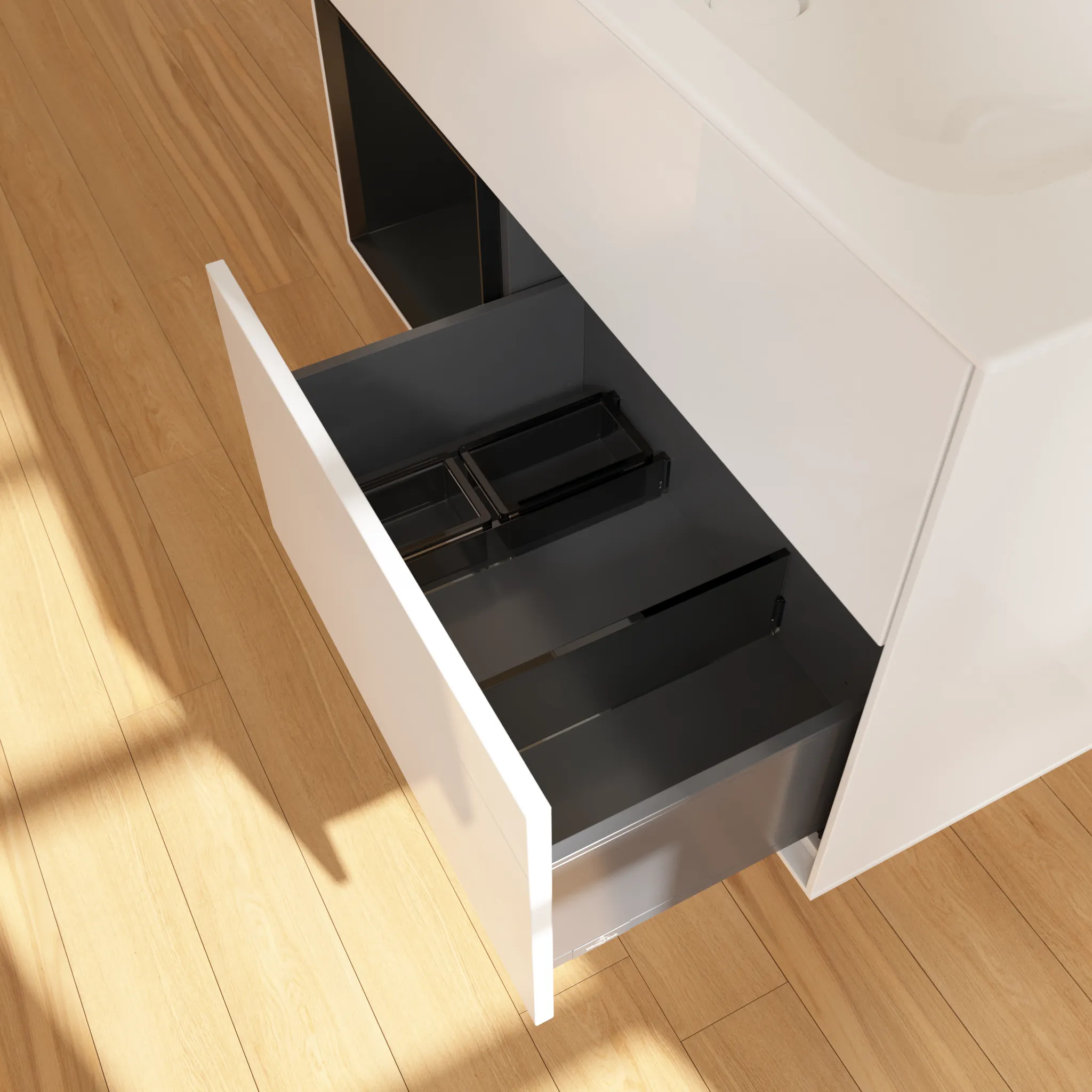 Villeroy & Boch Finion Waschbeckenunterschrank F03 996x591x498mm Glossy White Lacquer / Black Matt Lacquer