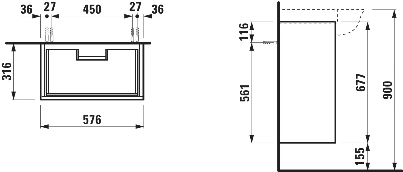 Laufen Waschtischunterbau „THE NEW CLASSIC“ 315 × 675 × 575 mm Eiche geschwärzt Laufen Waschtischunterbau „THE NEW CLASSIC“ 315 × 675 × 575 mm Eiche geschwärzt