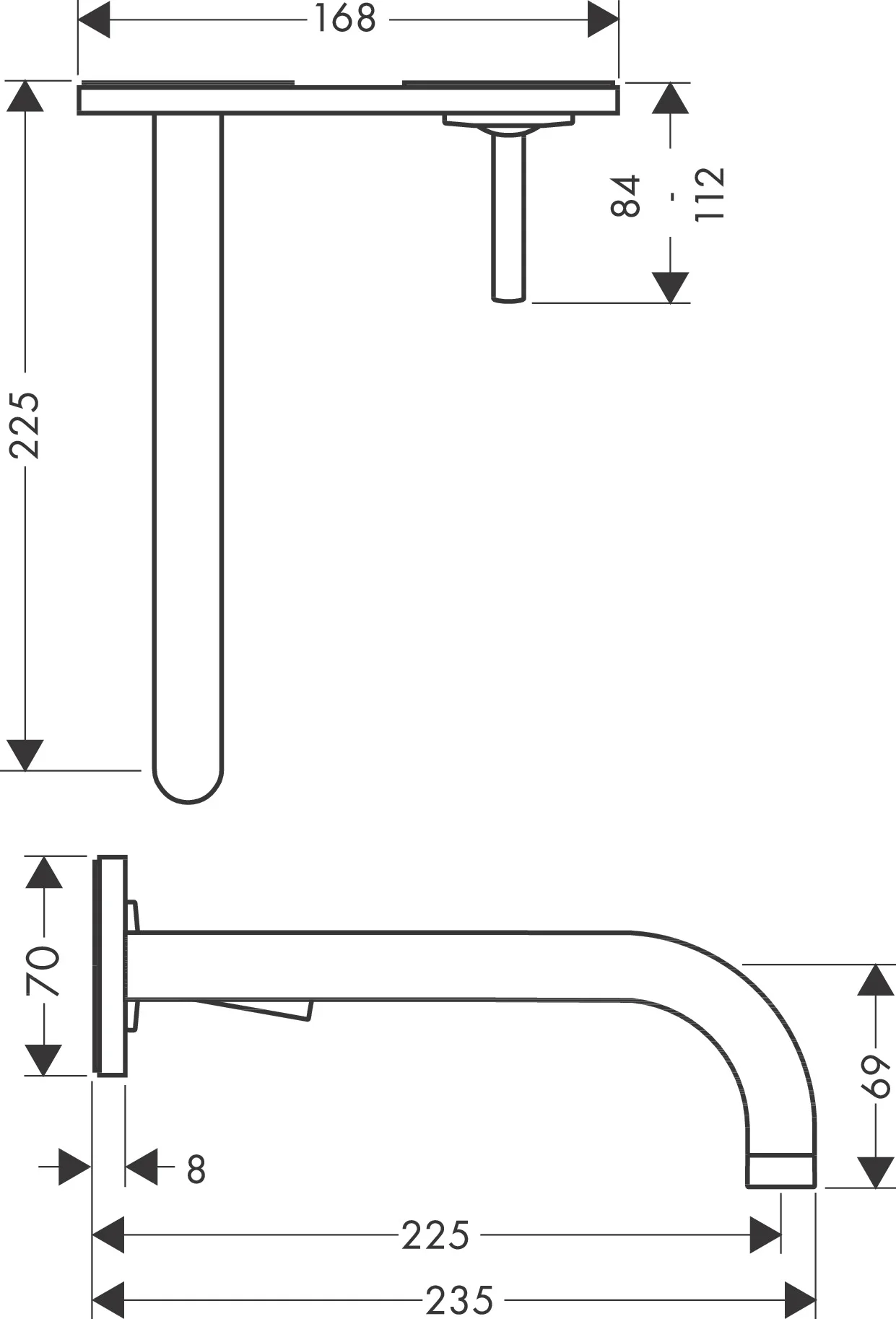 Hansgrohe AXOR Uno Einhebel-Waschtischmischer Unterputz, Chrom, Ausladung 225 mm mit Platte Hansgrohe AXOR Uno Einhebel-Waschtischmischer Unterputz, Chrom, Ausladung 225 mm mit Platte