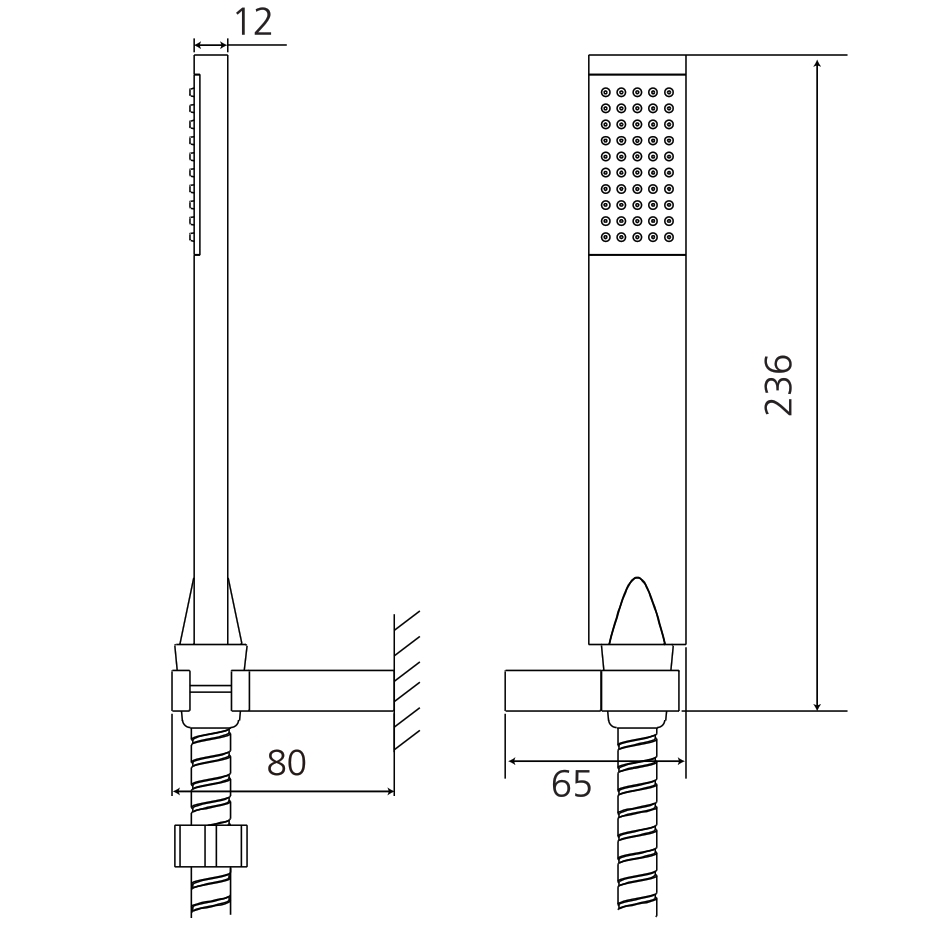 Wannenset AqvaDesign - eckig - Stabhandbrause - Wandhalter - Metall-Brauseschlauch 1250 mm × 1/2″ × 1/2″ 1 Konus - chrom