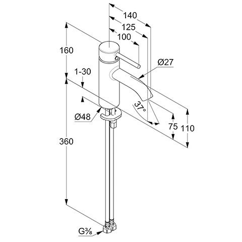 BOZZ WaschtischEHM 75mm ECO PLUS, ohne Ablaufgarnitur chrom BOZZ WaschtischEHM 75mm ECO PLUS, ohne Ablaufgarnitur chrom