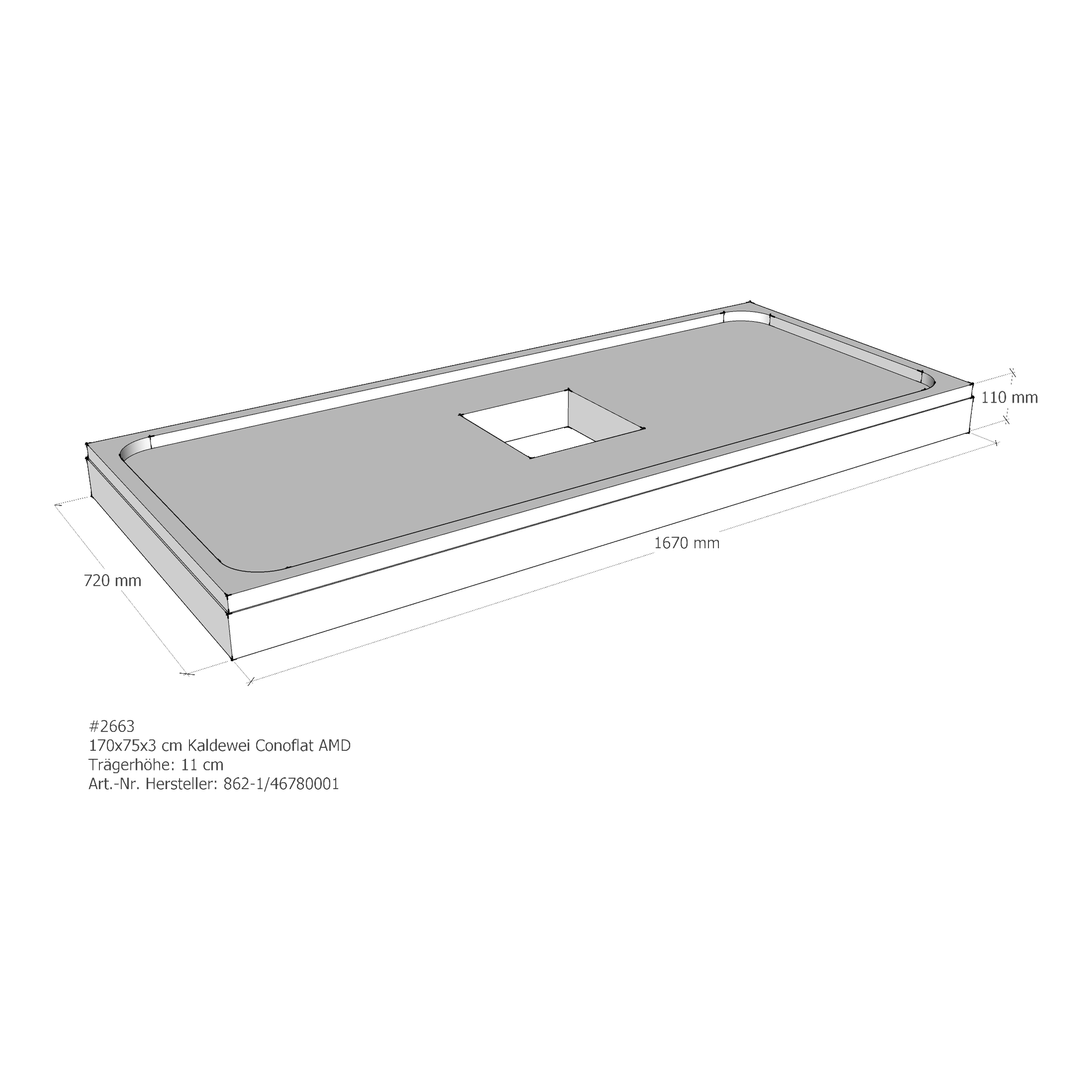 Duschwannenträger für Kaldewei Conoflat 170 × 75 × 2,3 cm Breite: 75 cm / Länge: 170 cm Duschwannenträger für Kaldewei Conoflat 170 × 75 × 2,3 cm Breite: 75 cm / Länge: 170 cm