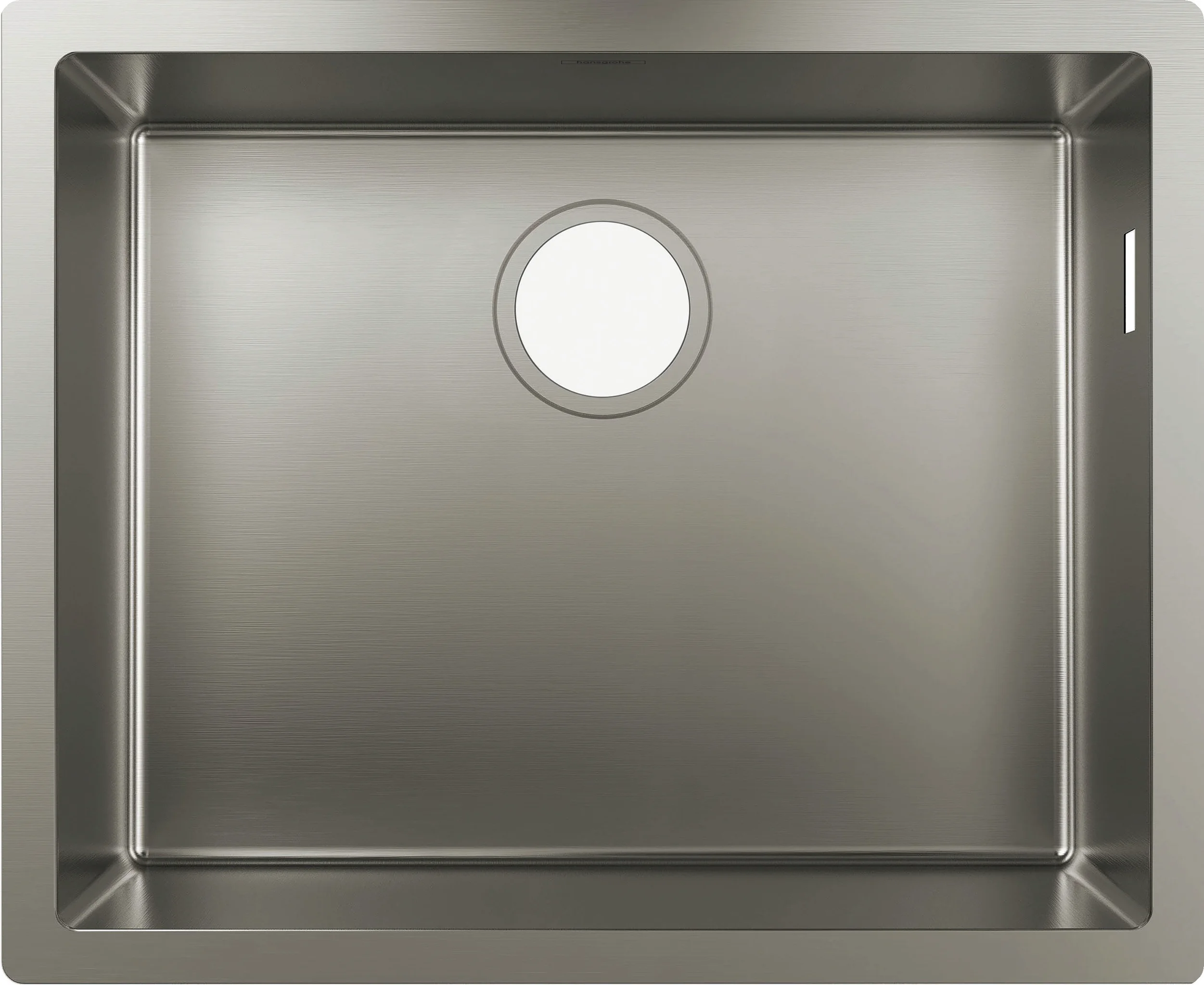 Hansgrohe S71 Unterbauspüle 500 mm Edelstahl, flach aufliegend oder flächenbündig, 498 x 398 mm, Beckentiefe 185 mm Hansgrohe S71 Unterbauspüle 500 mm Edelstahl, flach aufliegend oder flächenbündig, 498 x 398 mm, Beckentiefe 185 mm