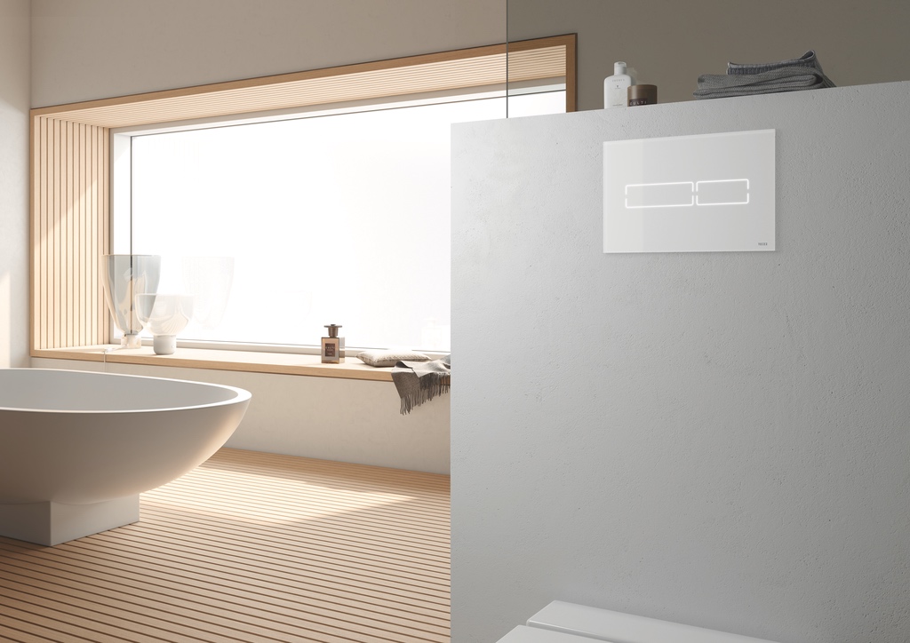 Lux Mini flache WC-Glasbetätigungsplatte, berührungsloser Auslösung, weiß 22 × 15 × 0,8 cm
