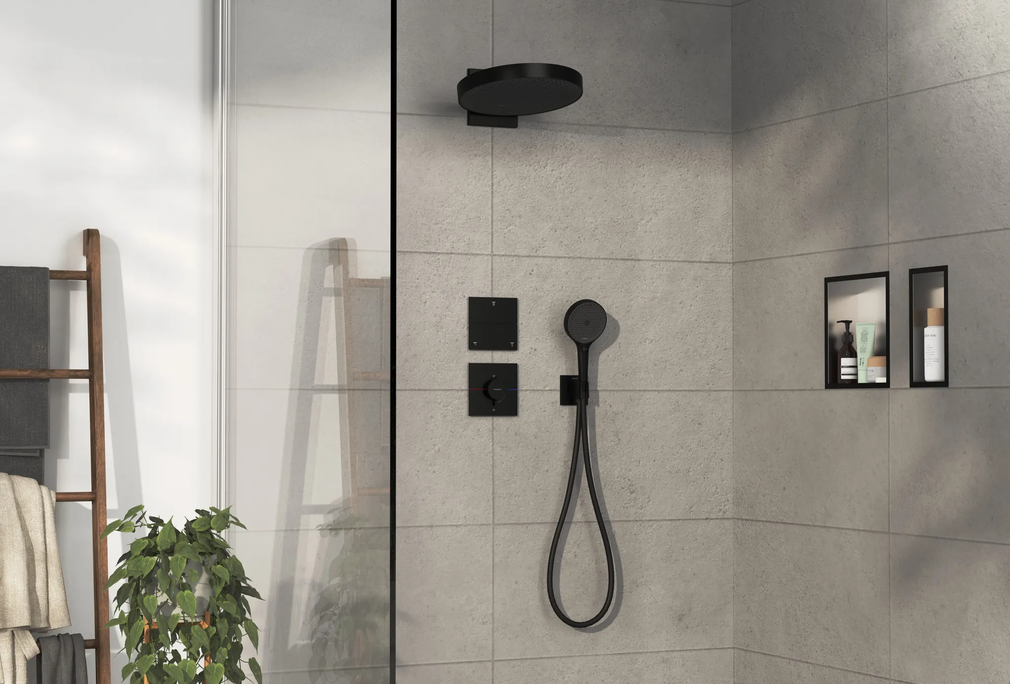 Hansgrohe ShowerSelect Comfort E Thermostat Unterputz für 1 Verbraucher und einen zusätzlichen Abgang, Mattschwarz Hansgrohe ShowerSelect Comfort E Thermostat Unterputz für 1 Verbraucher und einen zusätzlichen Abgang, Mattschwarz