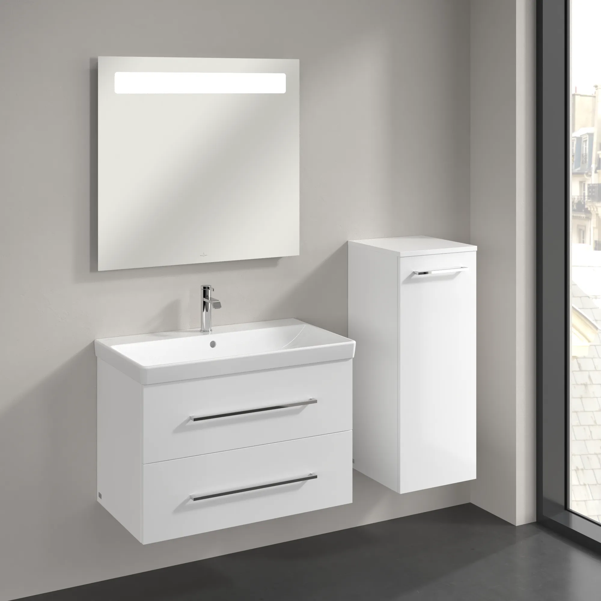 Villeroy & Boch Seitenschrank Avento, Brilliant White, 347 x 371 x 888 mm, 1 Tür, SoftClosing, Wandmontage Villeroy & Boch Seitenschrank Avento, Brilliant White, 347 x 371 x 888 mm, 1 Tür, SoftClosing, Wandmontage