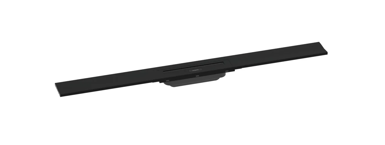 Hansgrohe RainDrain Flex Duschrinne 900 mm, wandangebunden, Mattschwarz, höhenverstellbar um 10 mm, bis zu 60 l/min Ablaufleistung