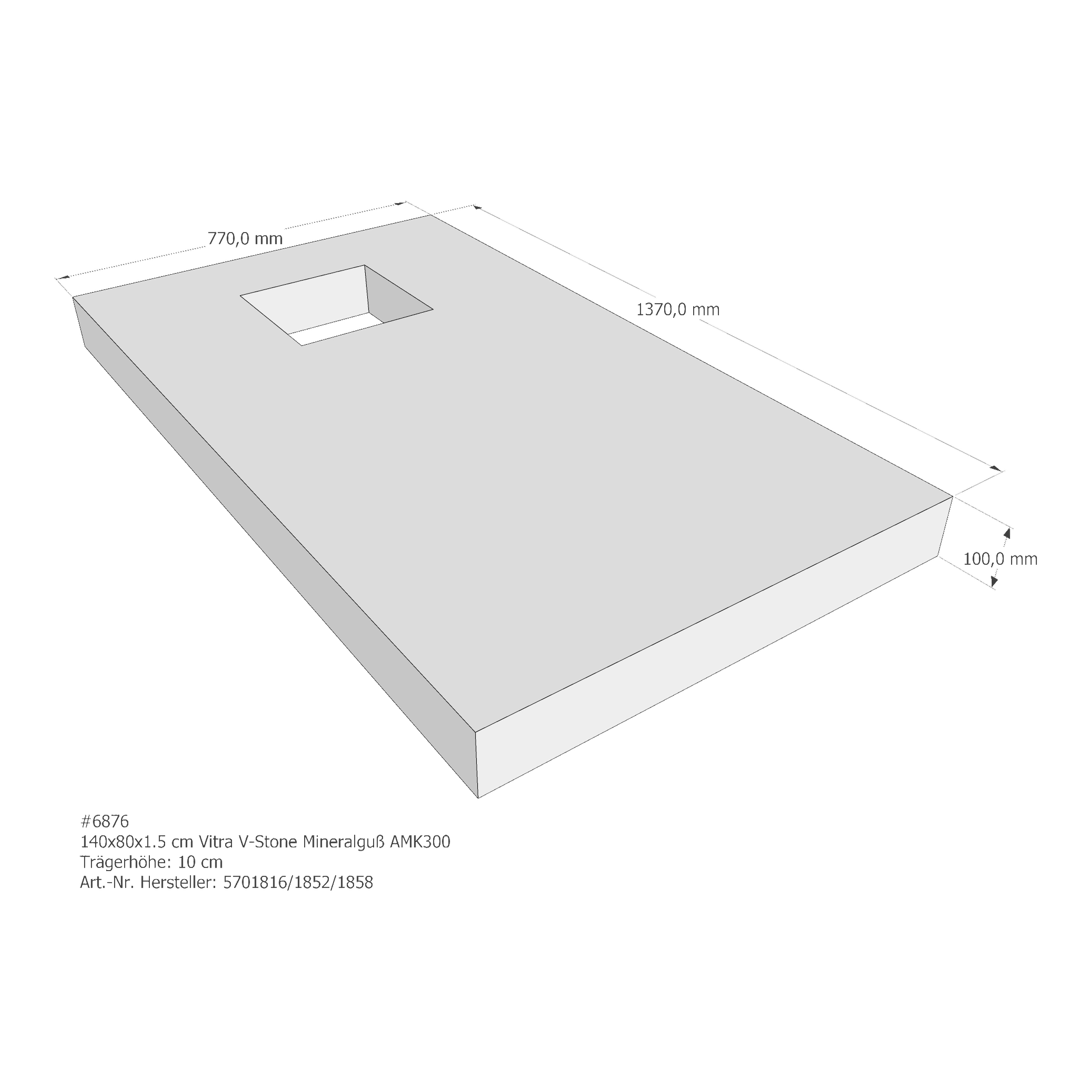 Duschwannenträger für VitrA V-Stone 140 × 80 × 1,5 cm