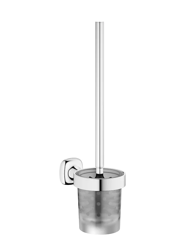 Dornbracht COYA Toiletten-Bürstengarnitur Wandmodell Messing gebürstet 23kt Gold, Glas matt, Bürstenkopf mattschwarz, Breite 110 mm, Höhe 448 mm, Ausladung 158 mm