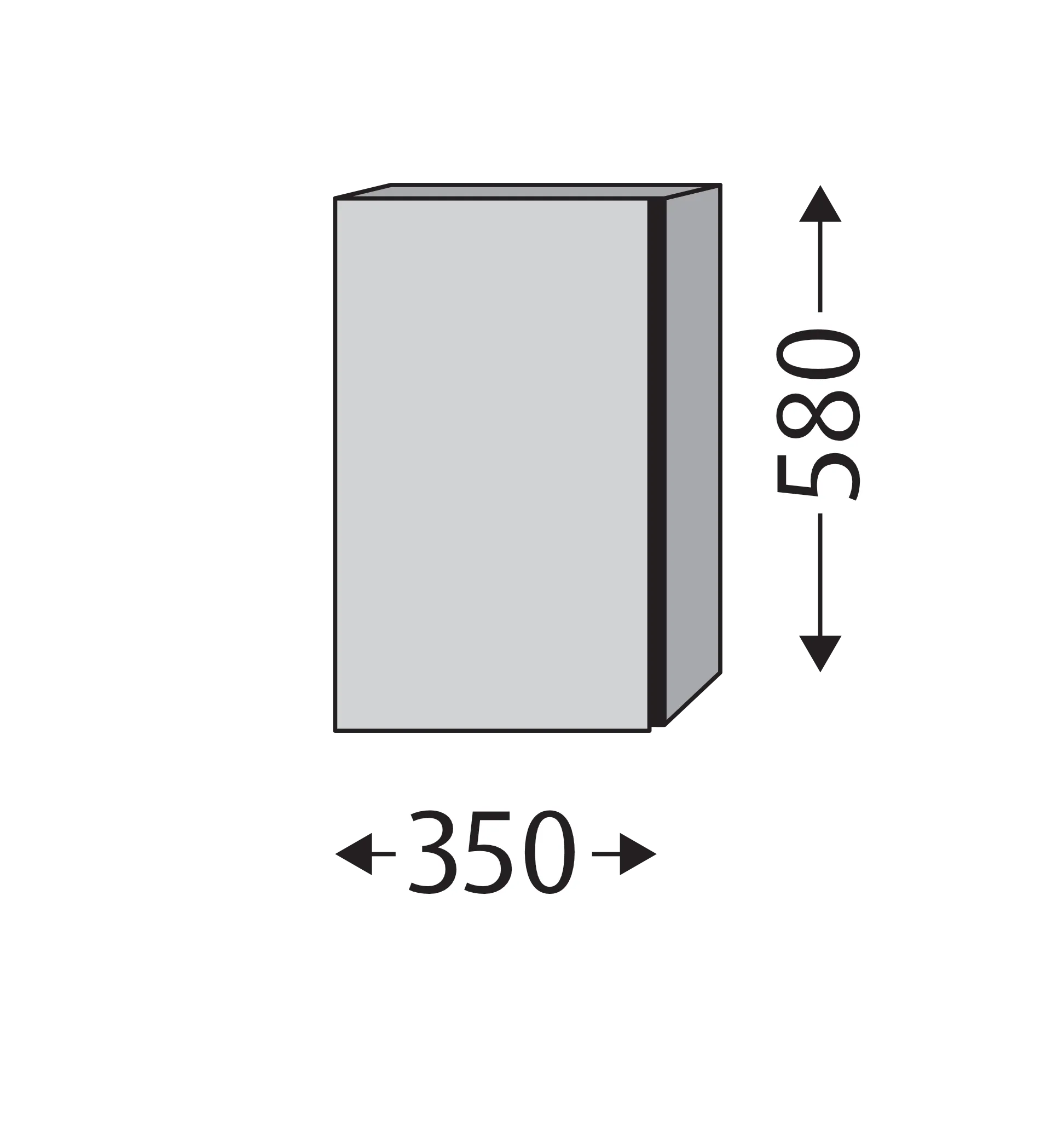 Unterschrank links 3way (BR138) 580x350x345 Anthrazit-Matt