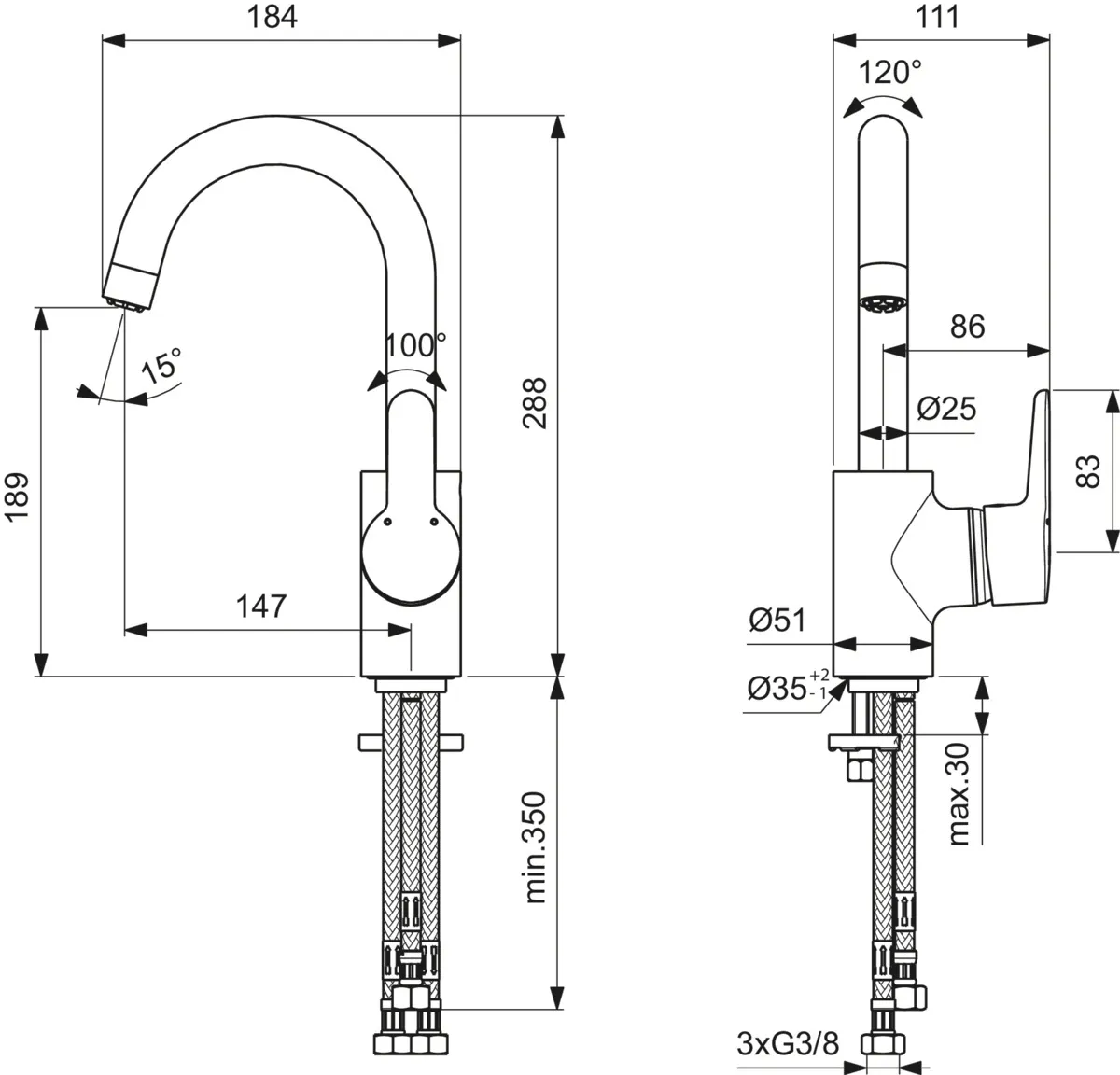Waschtischarmatur Connect Blue, ohne Ablaufgarnitur, Niederdruck, mit hohem Auslauf, Ausladung 146mm, Chrom Waschtischarmatur Connect Blue, ohne Ablaufgarnitur, Niederdruck, mit hohem Auslauf, Ausladung 146mm, Chrom