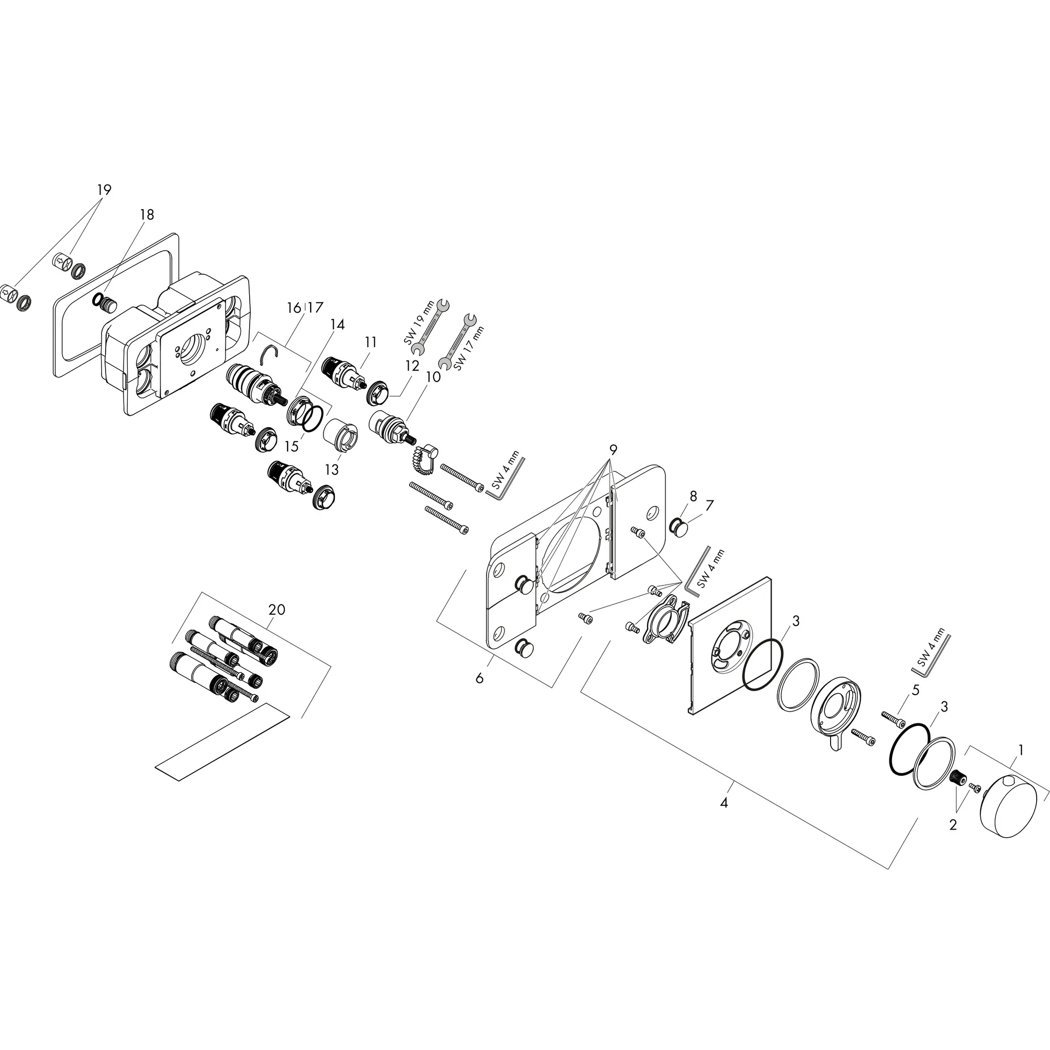Hansgrohe AXOR One Thermostatmodul Unterputz für 3 Verbraucher, Mattschwarz Hansgrohe AXOR One Thermostatmodul Unterputz für 3 Verbraucher, Mattschwarz