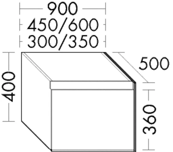 Burgbad Unterschrank rc40Solitaire, 350x500 mm, Höhe 400 mm, 1 Auszug, Metallboxen, inkl. Metallkonsolen