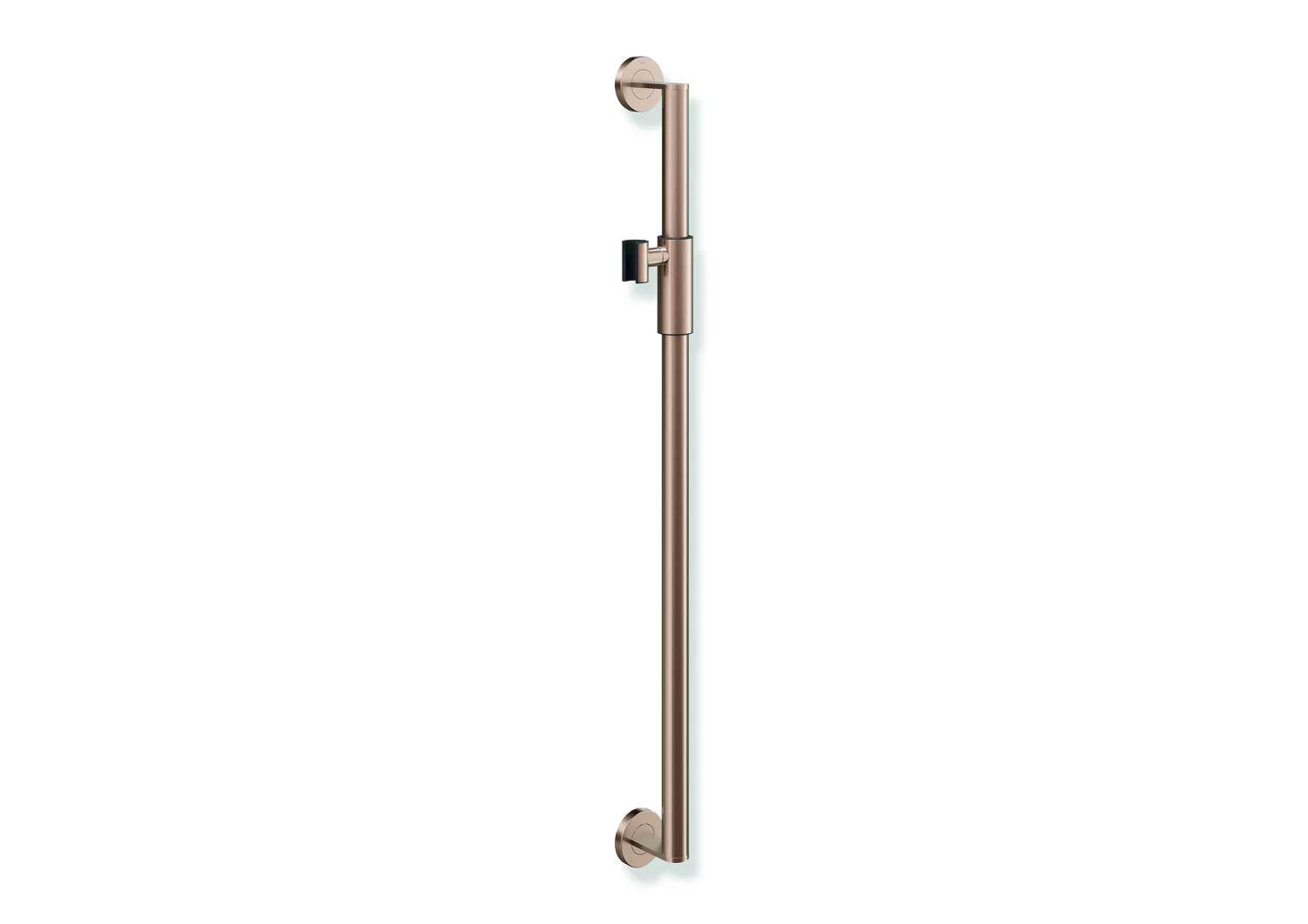 HEWI Brausehalterstange System 900, Edelstahl PVD, Achsmaß 900 mm, Ø 32 mm, magnetischer Brausehalter, Farbe Kupfer gebürstet