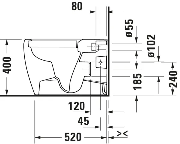 Stand-Tiefspül-WC „Qatego“ 39 × 40 × 60 cm in, mit Spülrand