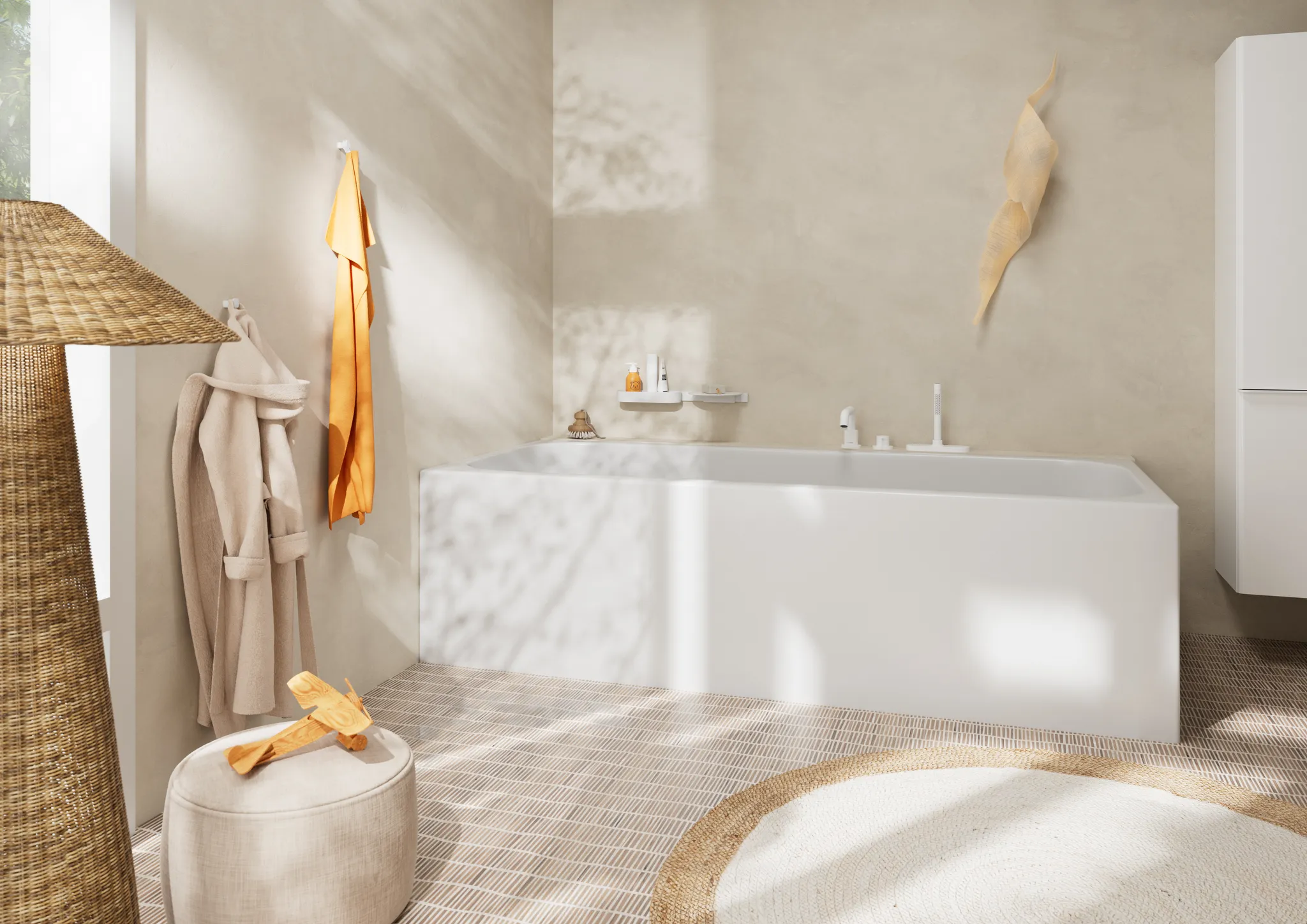 Hansgrohe Tecturis S 3-Loch Einhebel-Wannenrandmischer Mattweiß, Ausladung 194 mm, mit sBox und Handbrause Hansgrohe Tecturis S 3-Loch Einhebel-Wannenrandmischer Mattweiß, Ausladung 194 mm, mit sBox und Handbrause