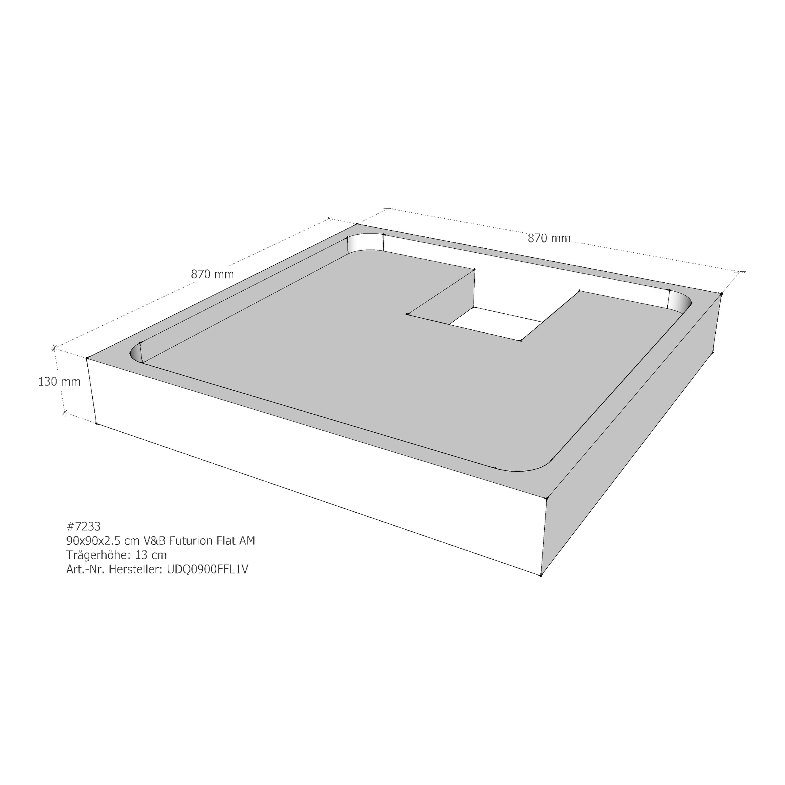 Duschwannenträger für Villeroy & Boch Futurion Flat 90 × 90 × 2,5 cm