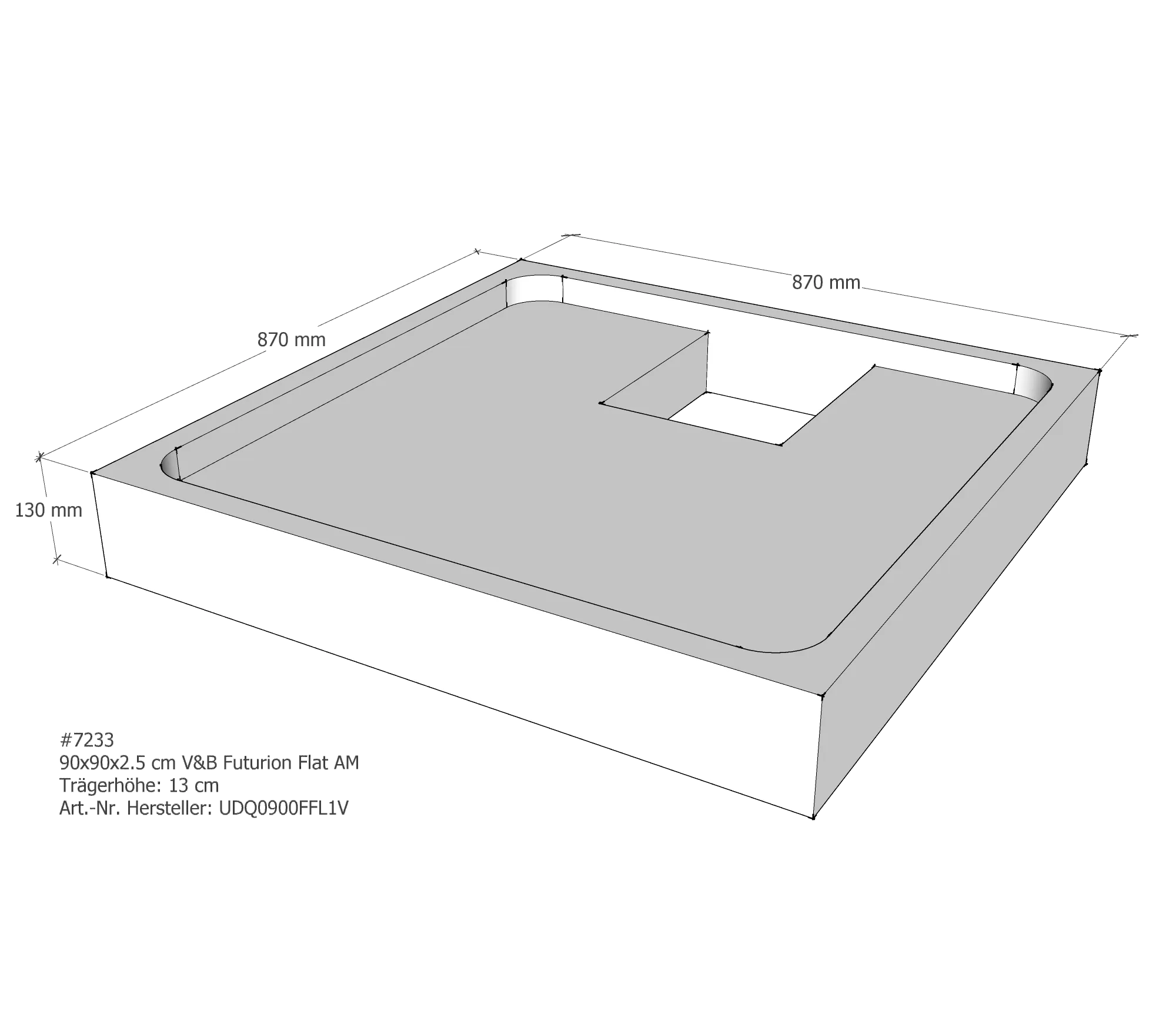 Duschwannenträger für Villeroy & Boch Futurion Flat 90 × 90 × 2,5 cm Duschwannenträger für Villeroy & Boch Futurion Flat 90 × 90 × 2,5 cm