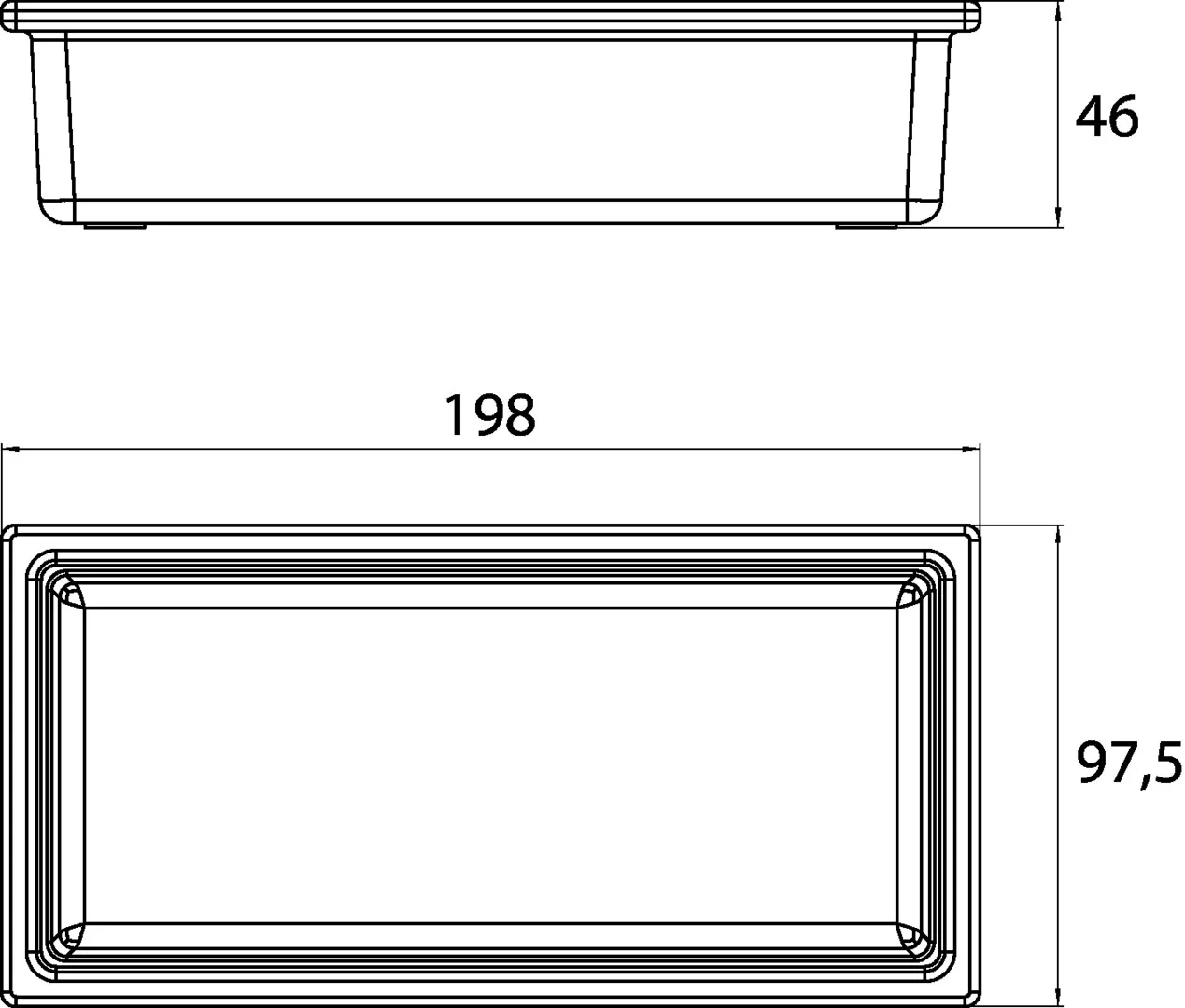 liaison Glasschale für Reling lang, 198 × 48 × 98 mm, chrom liaison Glasschale für Reling lang, 198 × 48 × 98 mm, chrom