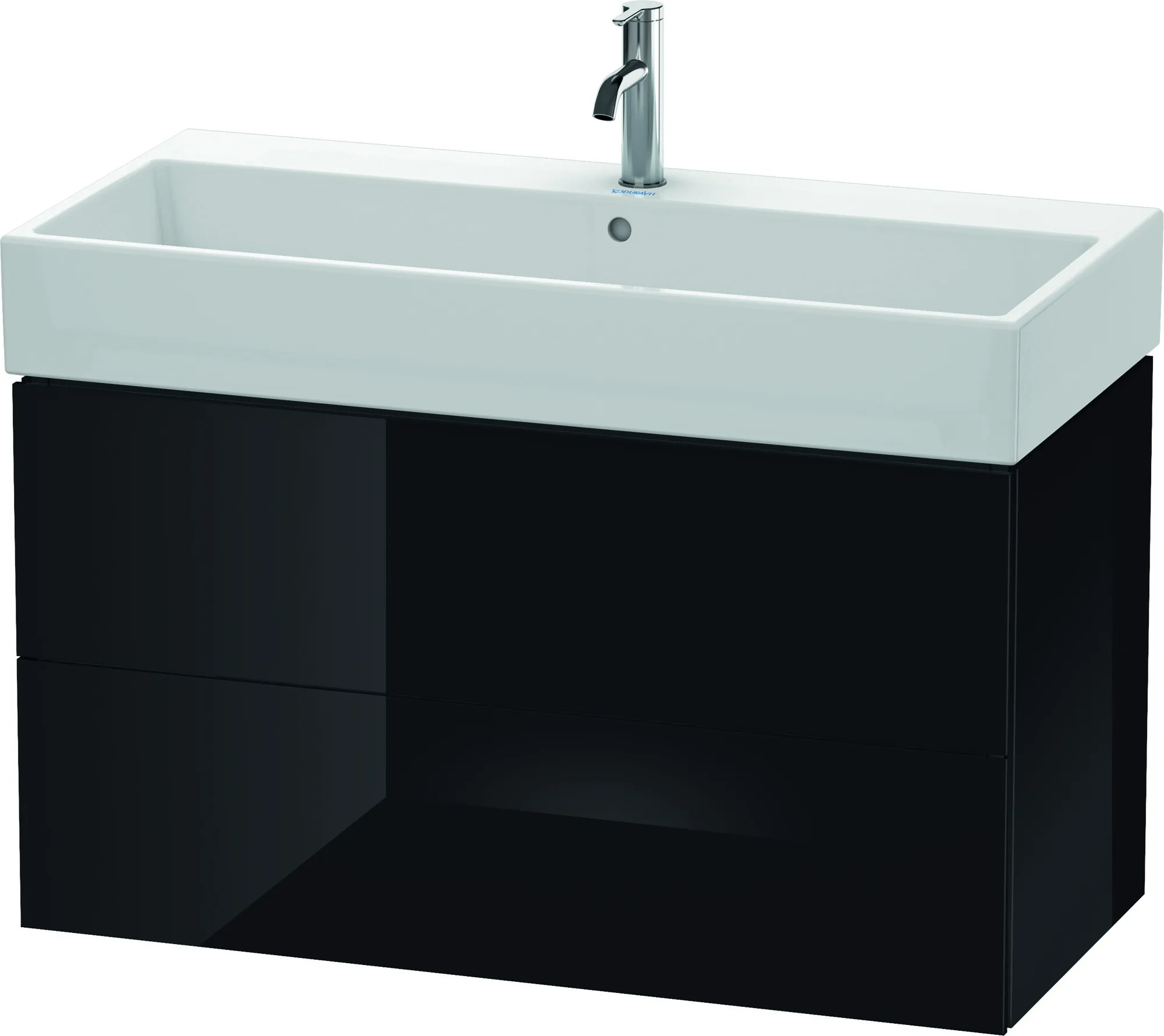 Duravit Waschtischunterschrank wandhängend „L-Cube“ 98,4 × 54,4 × 45,9 cm Schwarz Hochglanz