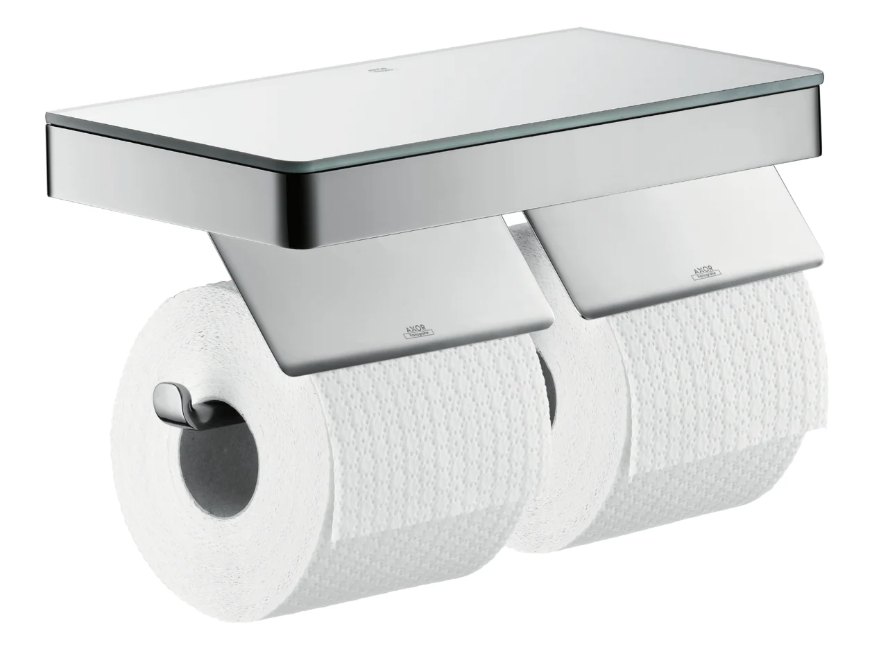 Hansgrohe AXOR Universal Softsquare Toilettenpapierhalter mit Deckel, Chrom, Wandmontage, spiegelverkehrt, kombinierbar mit Seifenschale und Ablage Hansgrohe AXOR Universal Softsquare Toilettenpapierhalter mit Deckel, Chrom, Wandmontage, spiegelverkehrt, kombinierbar mit Seifenschale und Ablage