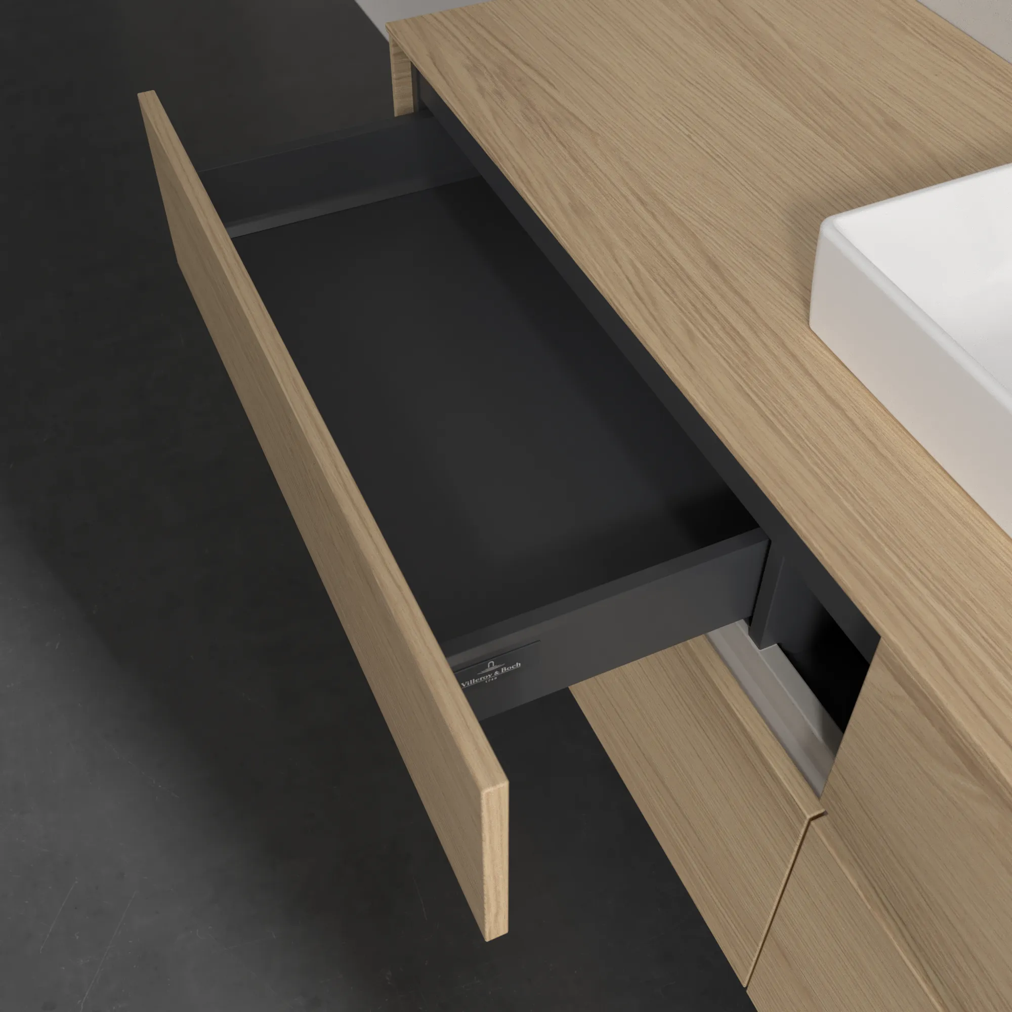 Villeroy & Boch Waschtischunterschrank „Collaro“ 1600 × 548 × 500 mm Nordic Oak, mit Beleuchtung, für Becken mittig