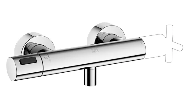 Dornbracht Brause-Thermostat für Wandmontage, SERIENNEUTRAL Chrom, mit FlowReduce-Funktion, Schubrosetten Ø 70 mm, Brauseabgang 3/8", Anschluss 1/2", Stichmaß 150 mm ±13 mm