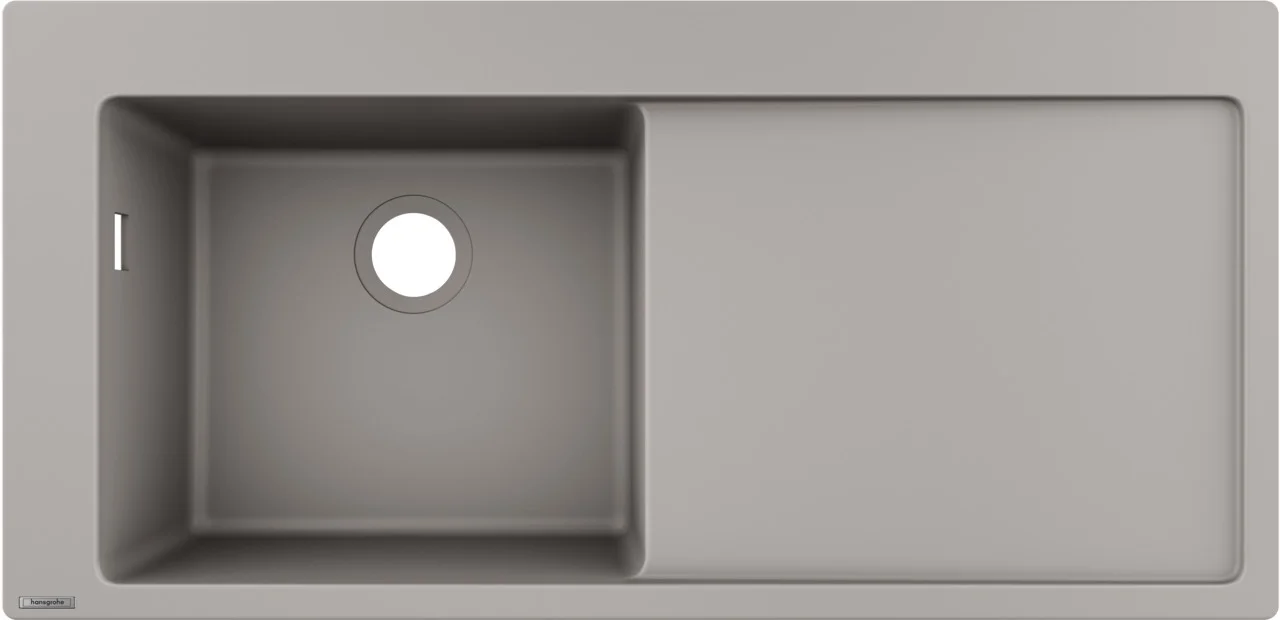 Hansgrohe Einbauspüle S51 Serie, SilicaTec, Betongrau, 1030 x 490 mm, 1 Hauptbecken mit Abtropffläche rechts, Beckentiefe 190 mm