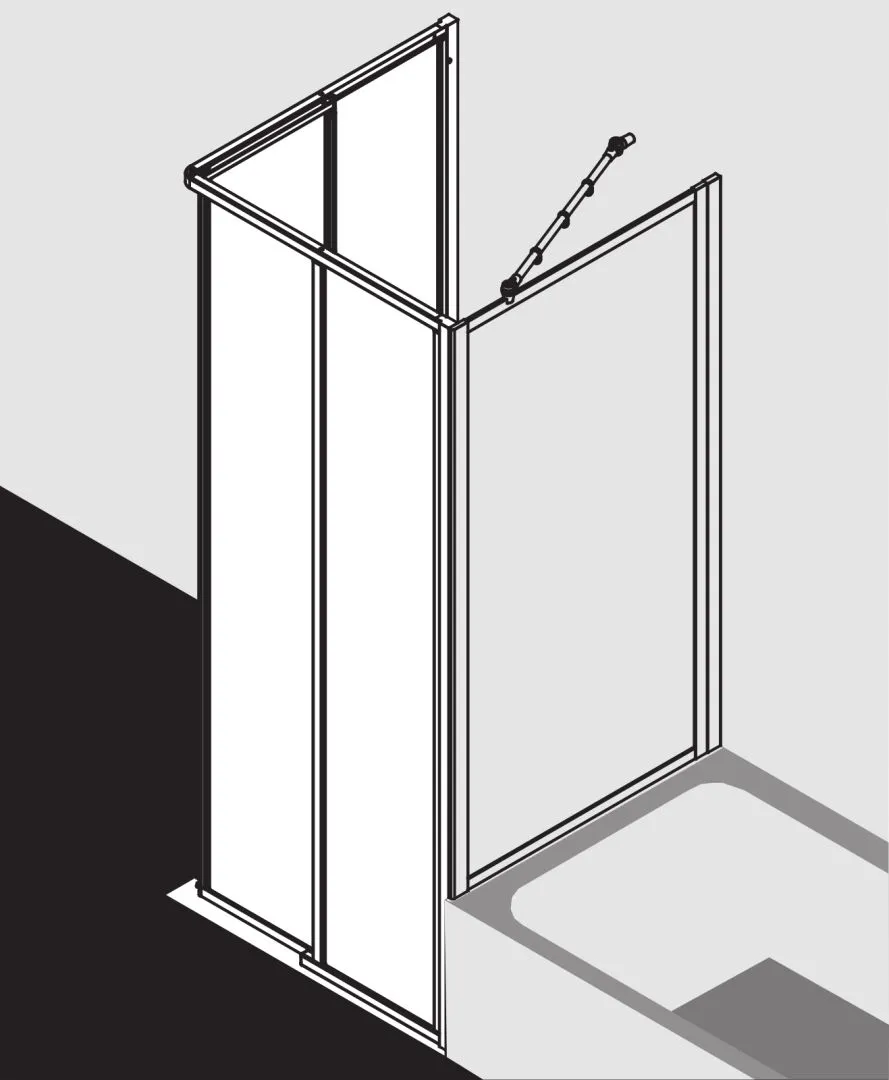 Kermi Duschtür Eckeinstieg 2-teilig (Gleittüren bodenfrei) Halbteil rechts „NOVA 2000“ Glas Kerolan Fontana, Profile Silber Mattglanz, BV: 770 - 792 mm WE: 780 - 802 mm H: 2000 mm