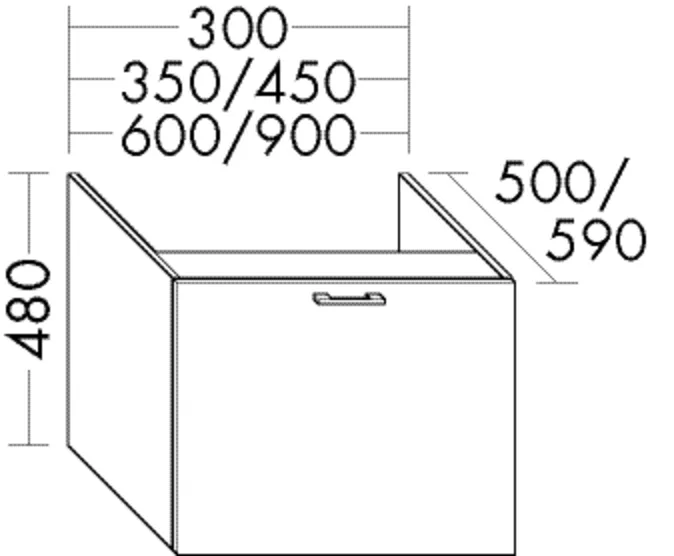 burgbad Hochschrank „Sys30“ 640 × 480 × 540 mm in Salbeigrau Solid Matt