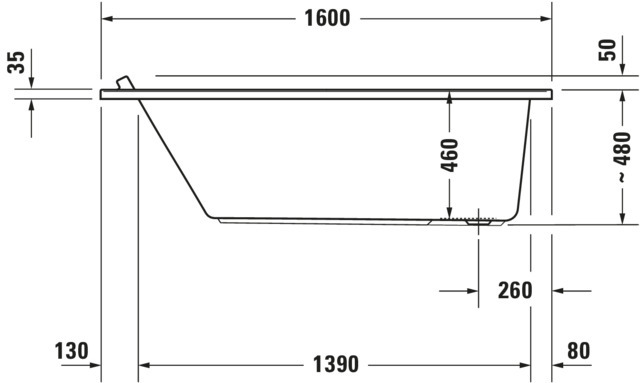 Duravit Badewanne „Starck“ rechteck 160 × 70 cm, Fußablauf 