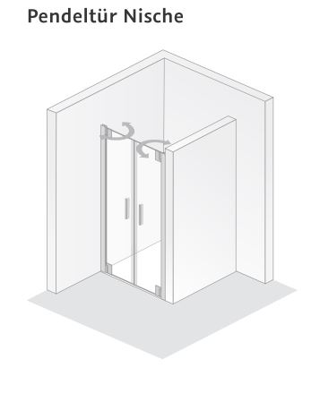 HSK Pendeltür Nische „K2P“ in Glas Klar hell, H: 2000 mm