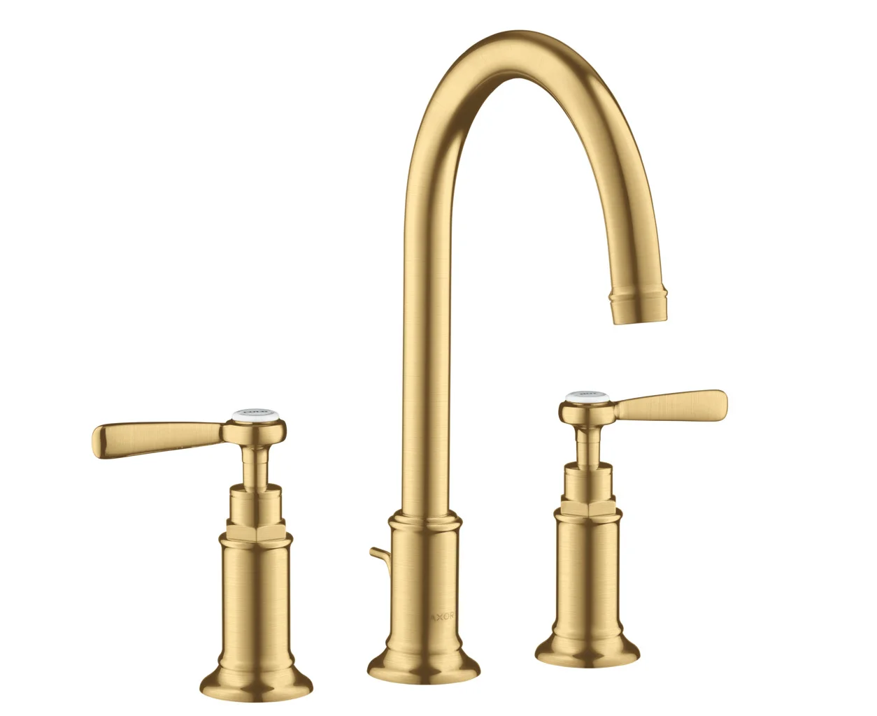 Hansgrohe AXOR Montreux 3-Loch Waschtischarmatur Brushed Gold Optic, ComfortZone 180, Ausladung 175 mm, Hebelgriff, Laminarstrahl, max. Durchfluss 5 l/min
