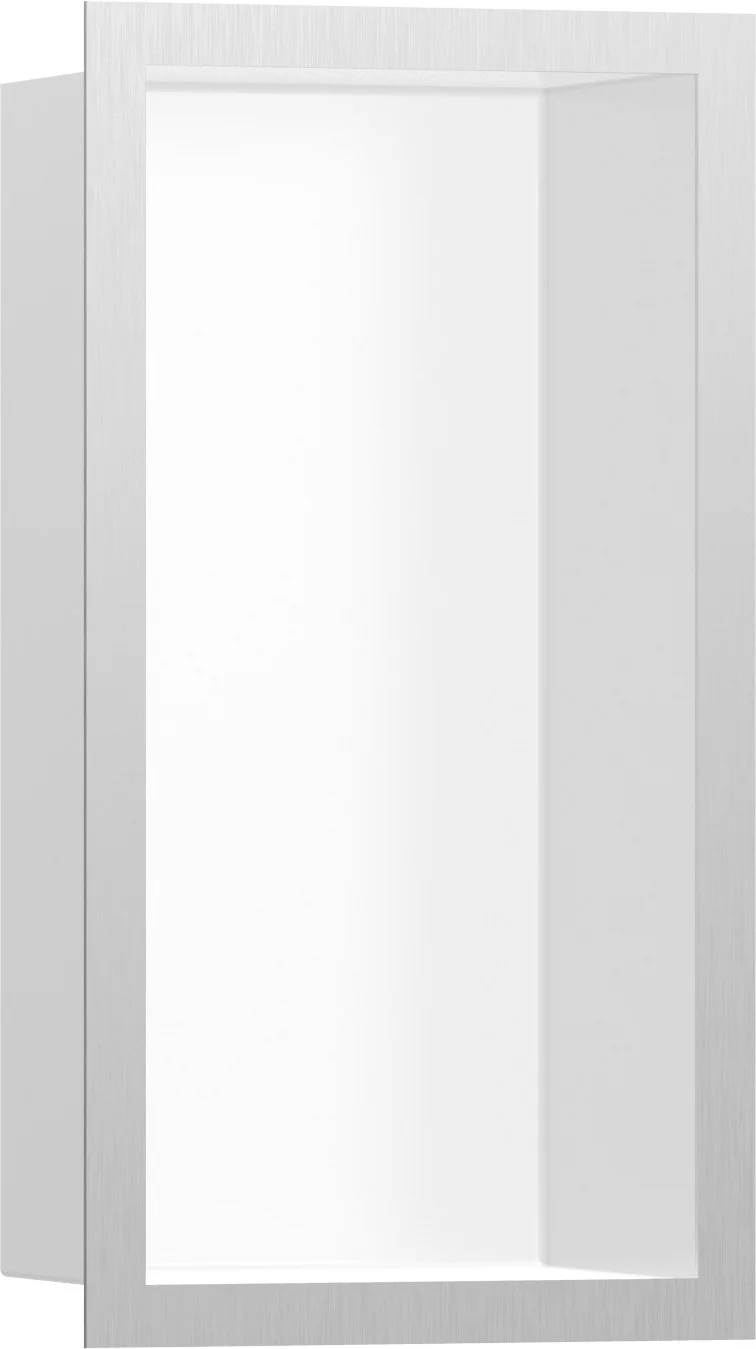 Hansgrohe XtraStoris Individual Wandnische Mattweiß mit Designrahmen 300x150x100 mm, Edelstahl V2A, für Nass- und Trockenbau