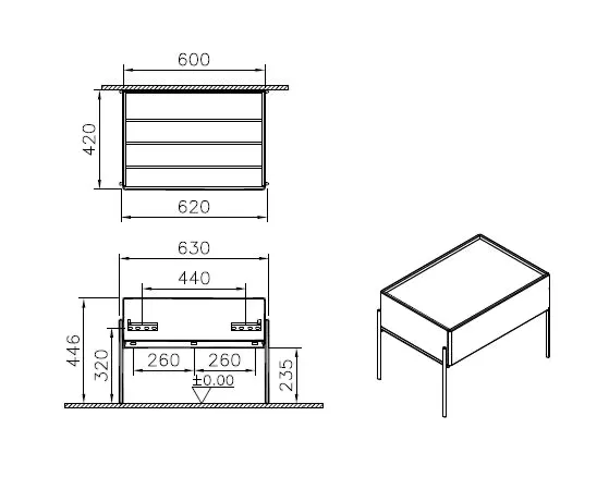 VitrA Equal Unterschrank 63 x 45 cm 1 Vollauszug Ulme