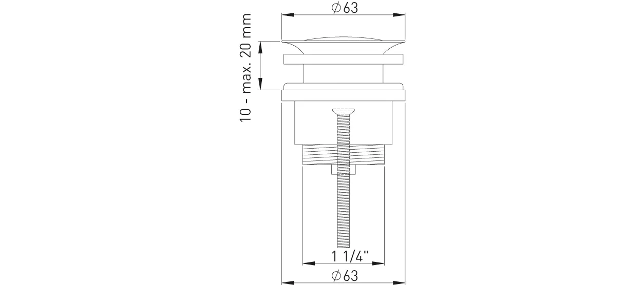 Design-Unischaftve. 1 1/4″x D=63mm D= 37 mm MS vc rund verschließbar