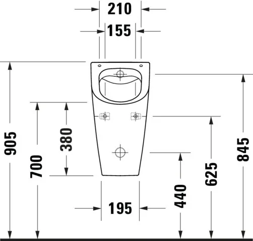 Urinal Rimless ME by Starck, weiß Abgang waagrecht, Ausfür für Deckel, HYG