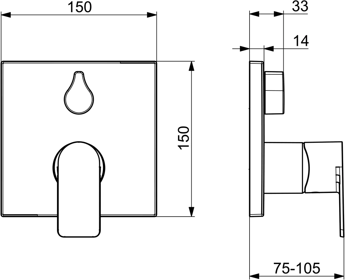 HansaSTELA Wannen- und Brausearmatur, Einhebelmischer Fertigmontageset für Wanne/Brause HansaSTELA 8784 Rosette eckig mit Sicherungseinrichtung Chrom