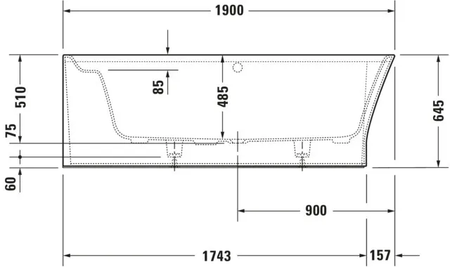 Duravit Whirlwanne „Cape Cod“ vorwand oval 190 × 90 cm, links