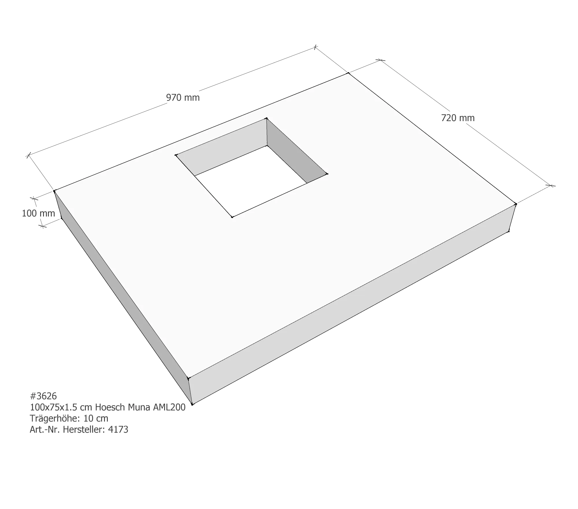 Duschwannenträger passend für Hoesch Muna 100 × 75 × 1,5 cm Duschwannenträger passend für Hoesch Muna 100 × 75 × 1,5 cm