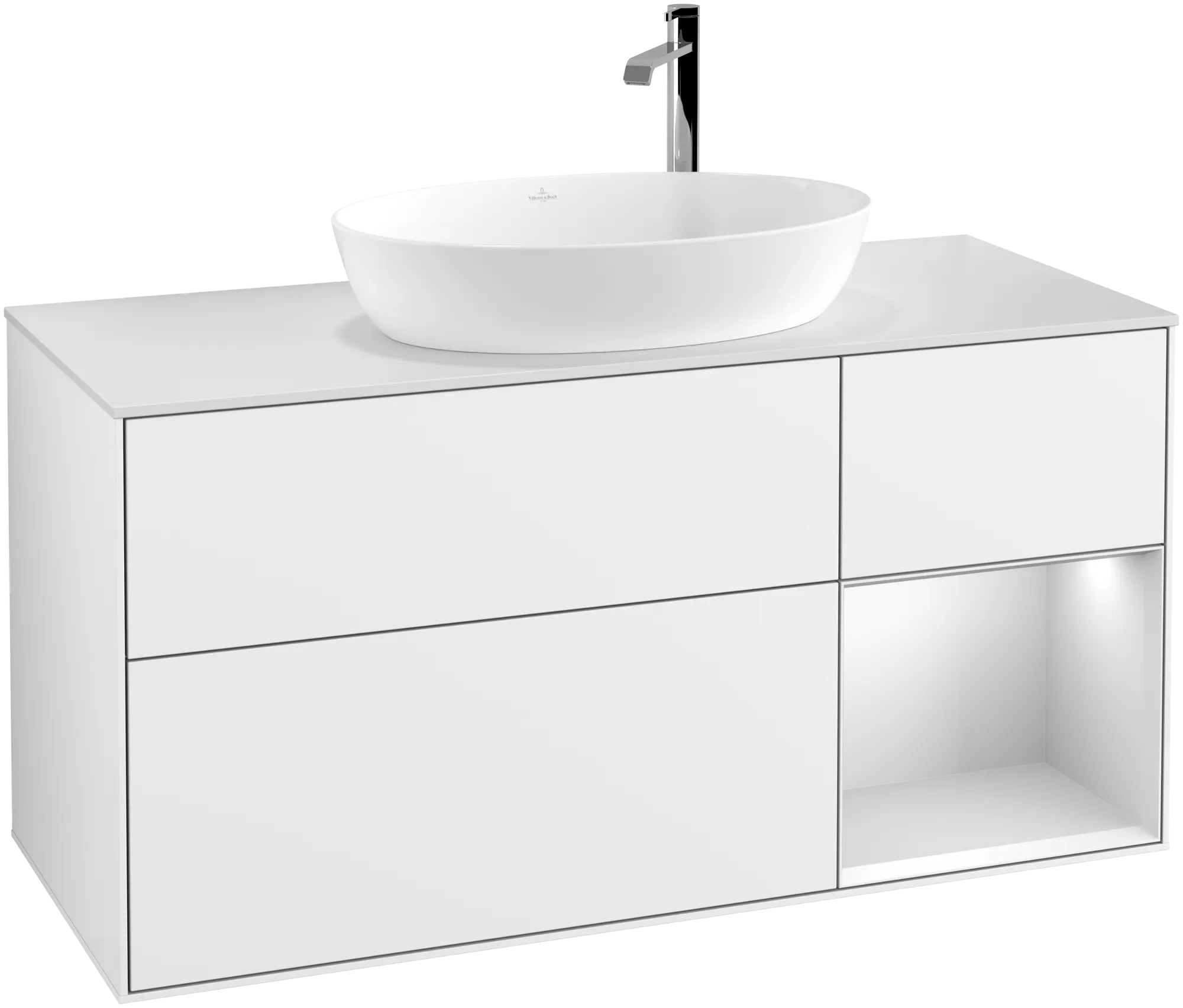 Villeroy & Boch Waschtischunterschrank „Finion“ für Schrankwaschtisch 1200 × 603 × 501 mm Glossy White Lacquer, für Becken mittig, mit Hahnlochbohrung