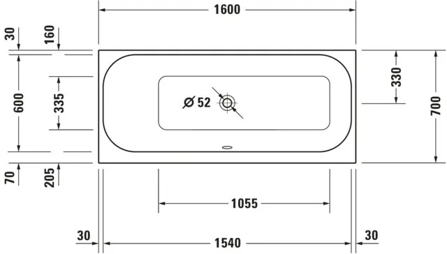 Duravit Badewanne „Happy D.2“ rechteck 1600 × 700 mm in Weiß Duravit Badewanne „Happy D.2“ rechteck 1600 × 700 mm in Weiß