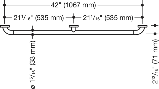 Haltegr.m.3. Stütze (USA), S. 801, Achsmaß 42 inch reinweiß Haltegr.m.3. Stütze (USA), S. 801, Achsmaß 42 inch reinweiß