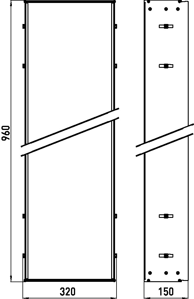 Einbaurahmen 300 asis für Unterputz-Module mit 964mm Höhe