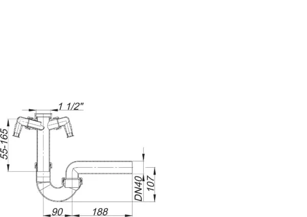 Röhren-Siphon 100/2, 1 1/2″ x DN 40