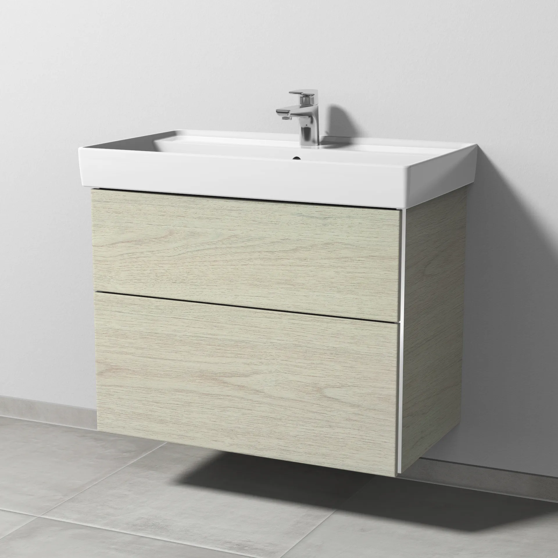 Sanipa Waschtischunterschrank „3way“ passend zu Keramik-Waschtische Collaro von Villeroy & Boch 750 × 588 × 447 mm in White Oak