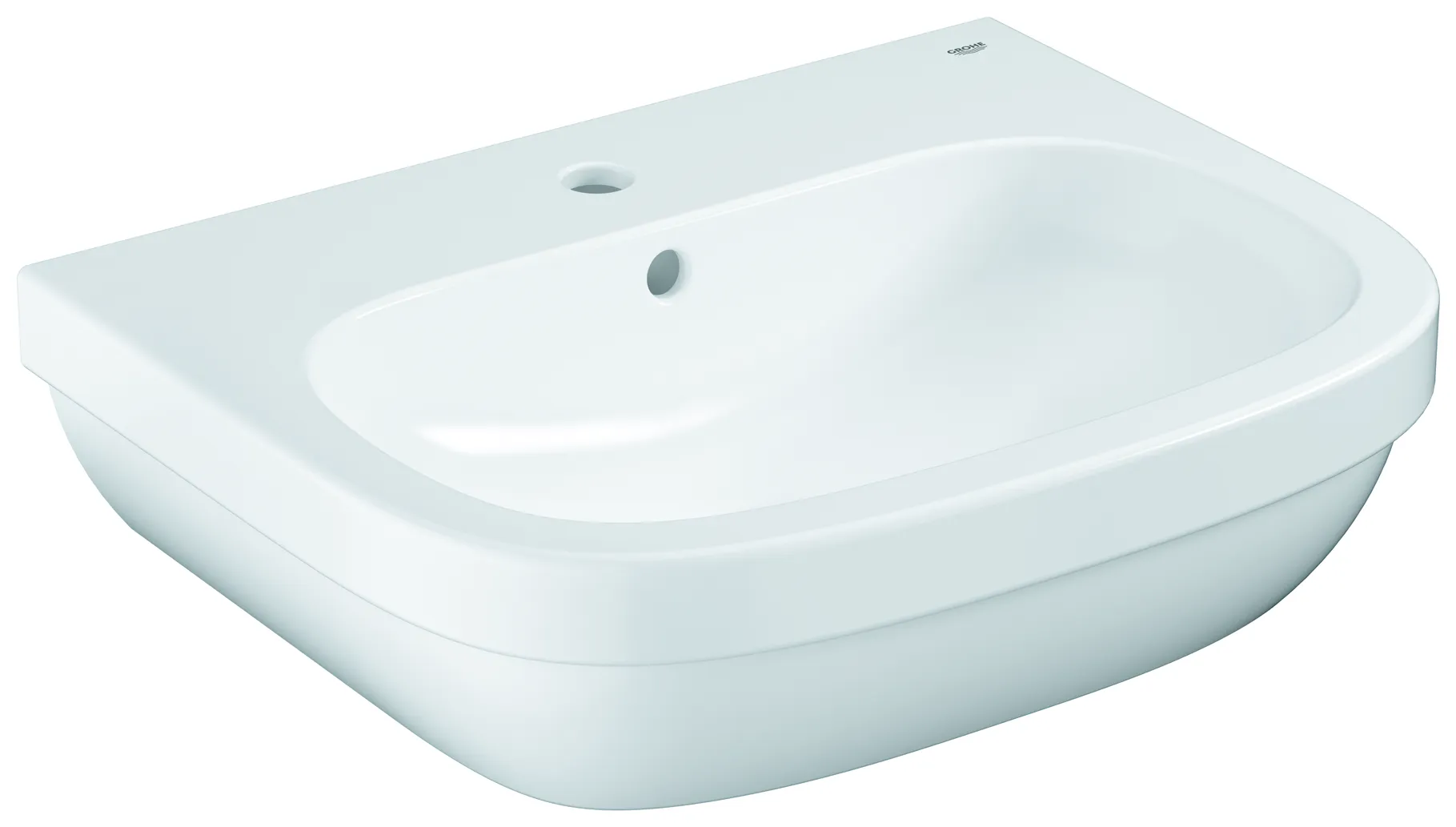 Waschtisch Euro Keramik 39335, wandhängend, 600 x 480 mm, 1 Hahnloch, mit Überlauf, aus Sanitärkeramik, alpinweiß Waschtisch Euro Keramik 39335, wandhängend, 600 x 480 mm, 1 Hahnloch, mit Überlauf, aus Sanitärkeramik, alpinweiß