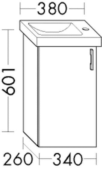 Waschtischunterschrank Sys30 von burgbad - 260x340x601 mm, PG1, für Geberit Icon Light