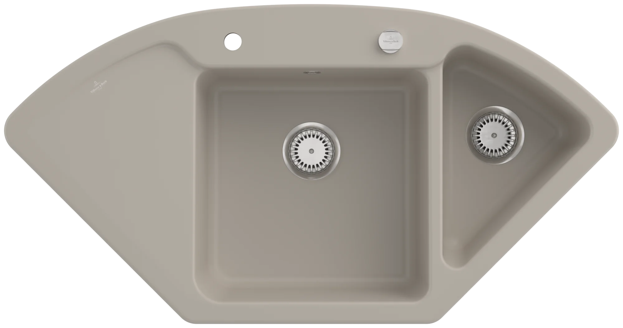 Villeroy & Boch Eckspüle Subway Style Eck Almond CeramicPlus, 1115x580 mm, Höhe 200 mm, Wanneneinbaumaß 445x350 / 1075x600 mm