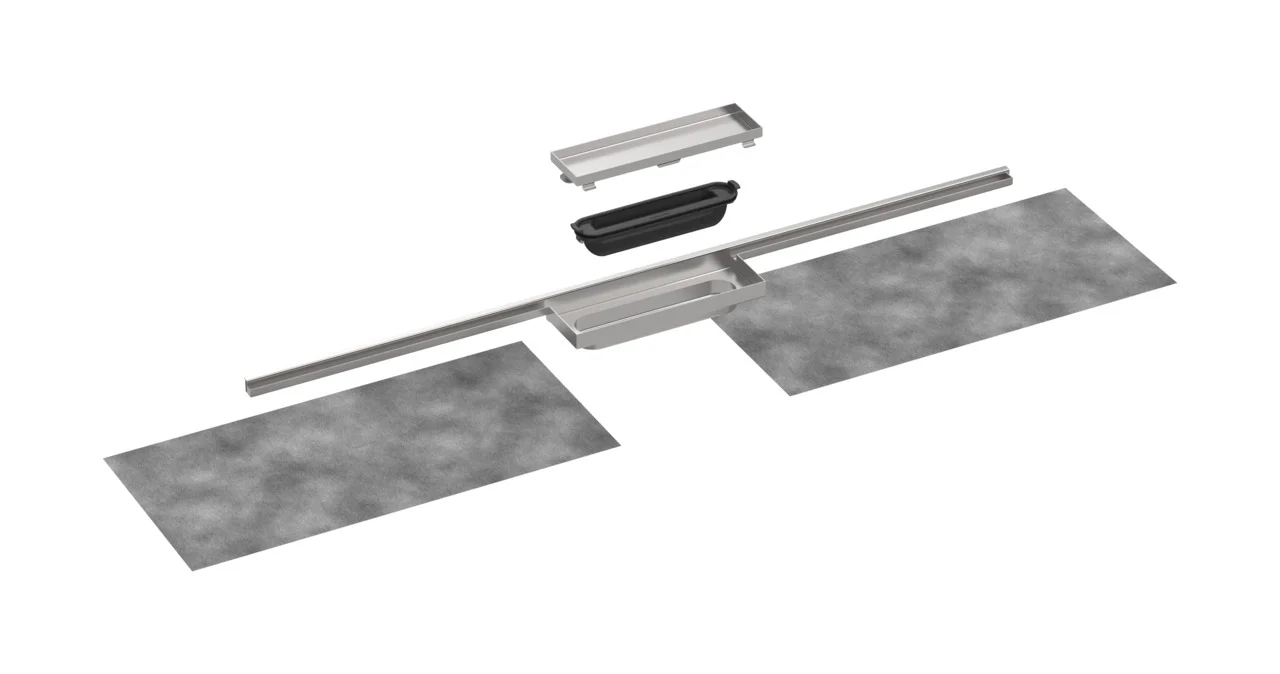Hansgrohe RainDrain Minimalistic Duschrinne 800 mm, wandangebunden, befliesbar, Edelstahl V2A, höhenverstellbar